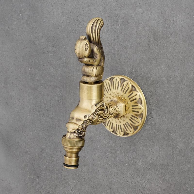Antique brass garden hose tap CHIPMUNK DRAGO