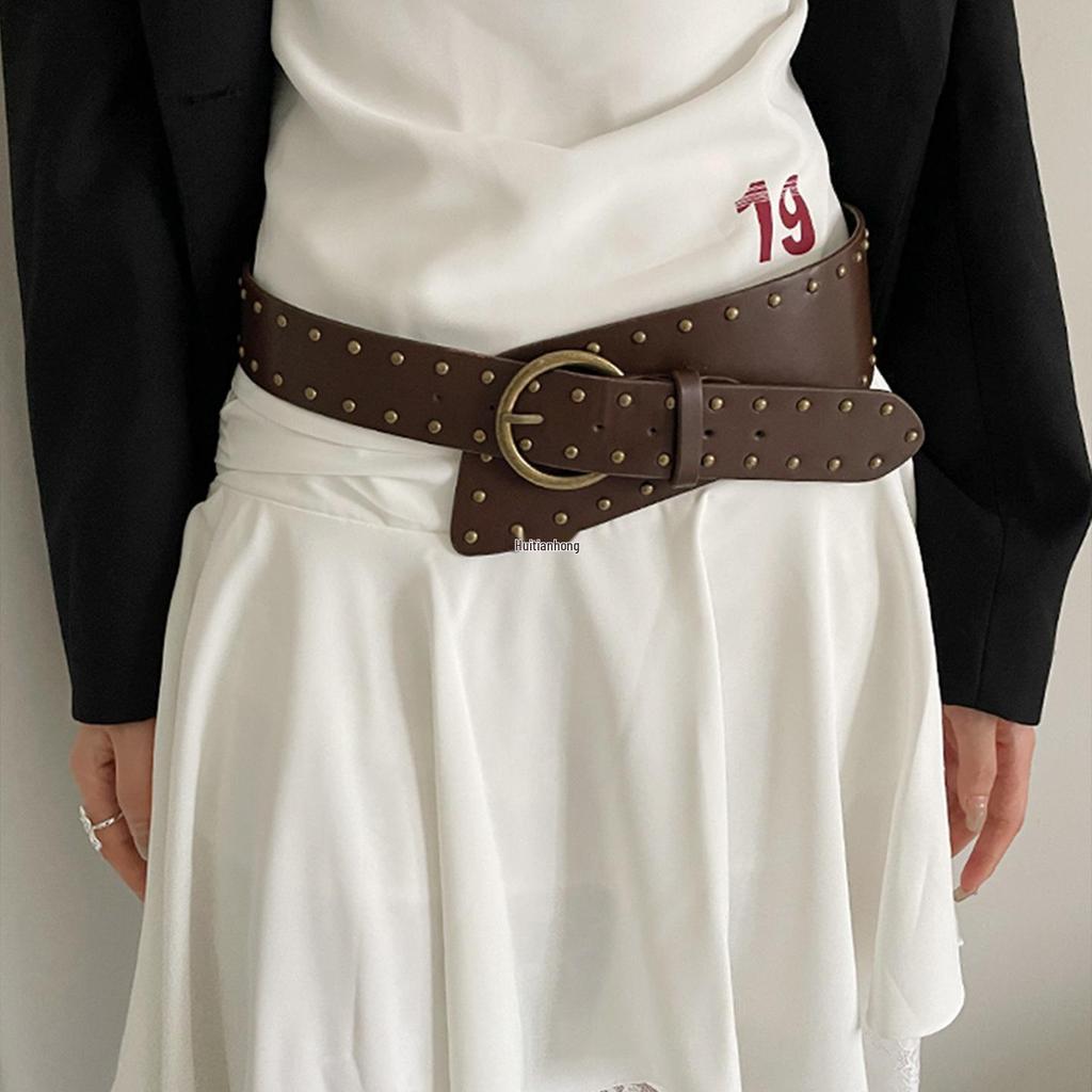 Retro Bohemian Brown Wide Waist Corset Belt for Women - Leather Kawanishi Style Accessory