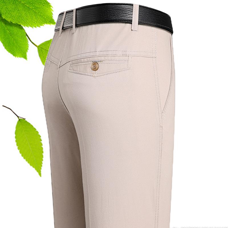 Повседневные мужские брюки, свободные прямые брюки с высокой талией для мужчин среднего возраста