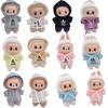 Labubu 17cm Doll Clothes Set: Trendy Hooded Sweatshirts (White, Black, Blue) for 10cm Cotton Dolls