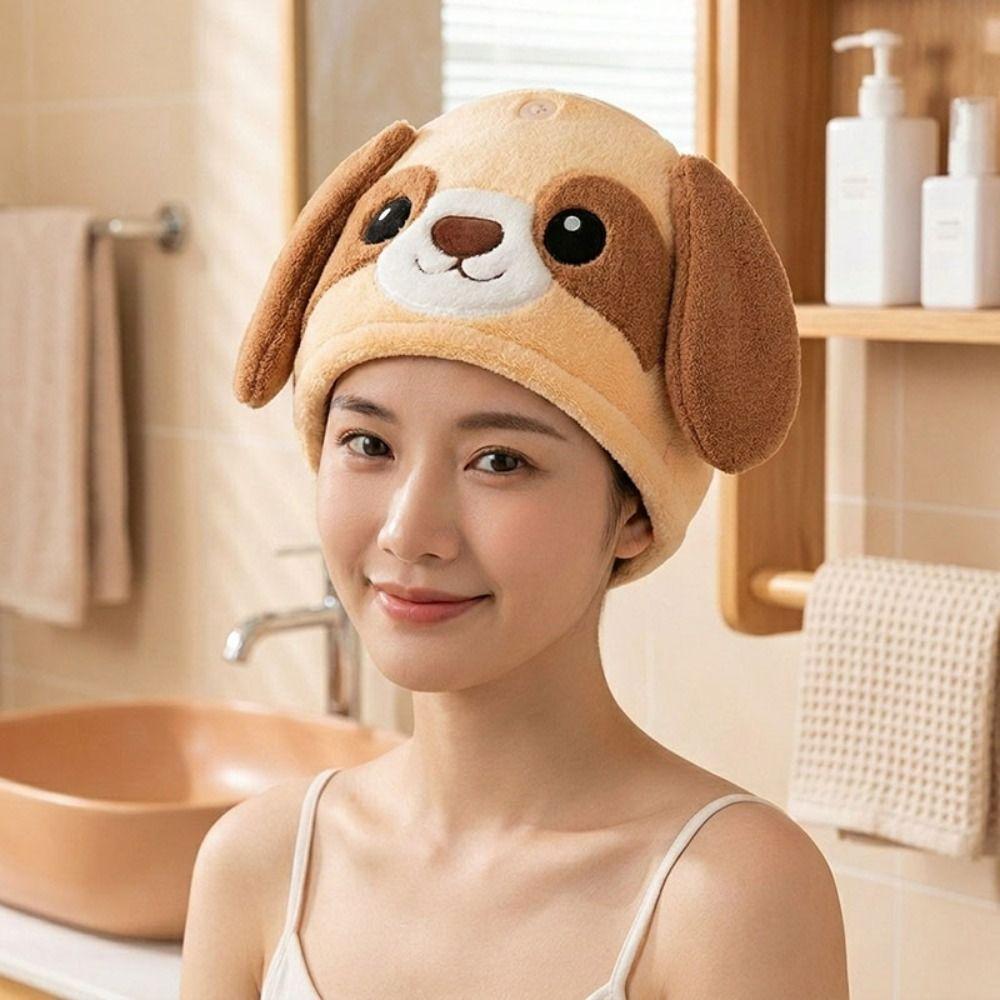Soft Plush Hair Drying Cap Cartoon Shower Cap Cute Dry Hair Caps Hair