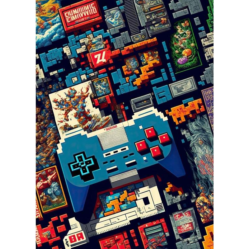 Pixel Gaming Game Boy Плакат Печать на холсте Gamer Life Gamer Love Home Room Decor Игровая комната Комната для мальчиков Эстетический настенный декор