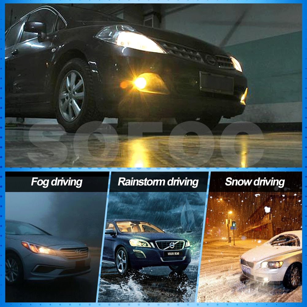 SOFOC Суперяркие автомобильные противотуманные фары H1, фары, лампа дальнего/ближнего света, 100 Вт, желтый, 3000K, комплект из 2 шт.