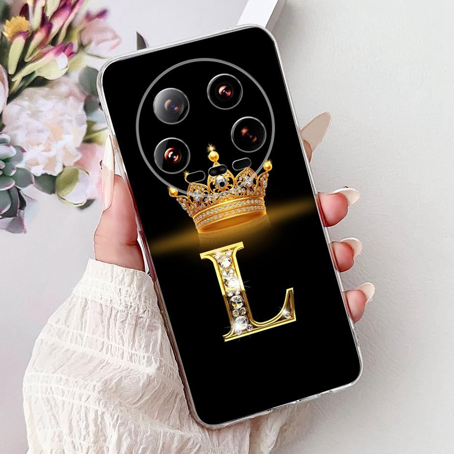 For Xiaomi 14 Ultra Case Mi 13 Ultra New Crown Letters Back Cover Soft Silicone Phone Case For Xiaomi 13 Ultra Mi 14Ultra Bumper