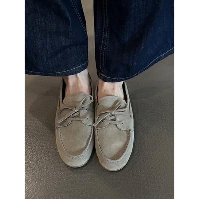 Версия из овчины~ натуральная кожа на плоской подошве ретро на шнуровке одинарная обувь женская 2025 новая лоферы слипоны маленькие кожаные туфли