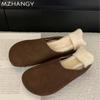 Fashion Platform Women Slippers Flats Suede Mules Shoes Woman 2025 Trend Fashion Casual Cozy Walking Retro Winter Slingback Flip Flops