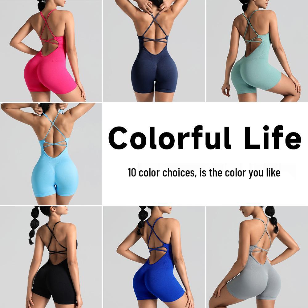 Бесшовный цельный костюм для йоги с элегантной спинкой и дизайном «персиковые ягодицы»