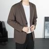 Мужской повседневный деловой пиджак 2024: Однотонный, Свободный крой, Мода весна/осень
