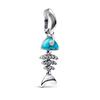 Blue Starfish Coral Shell Double Dangle Charm Pan Bracelet DIY Ocean Series Pendant Women Jewelry Gift