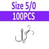 100pcs Multiple Size Treble Hooks Fishing Hook for Lures Size 12 10 8 6 4 2 1 1/0 2/0 3/0 4/0 5/0 Black Color [YG0001]