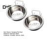 2Pcs Kennel Dog Bowls Stainless Steel Dog Crate Water Bowl Dog Feeder Food Holder Puppy Cage Hanging Feeding Bowls Secure Kennel Accessories
