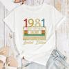 Женская футболка с принтом кассеты 1981 года, свободного кроя, с круглым вырезом и короткими рукавами для женщин