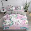 Children Cute Unicorn Duvet Cover Cartoon Bedding Set Rainbow Stripes Animals Children Kids Girls Gifts for Bedroom Decorations