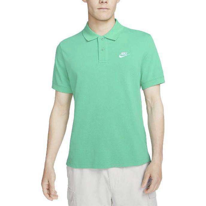 Nike Solid Color Brand Logo Polo Shirt Short Sleeve Men Tops Green CJ4457-363