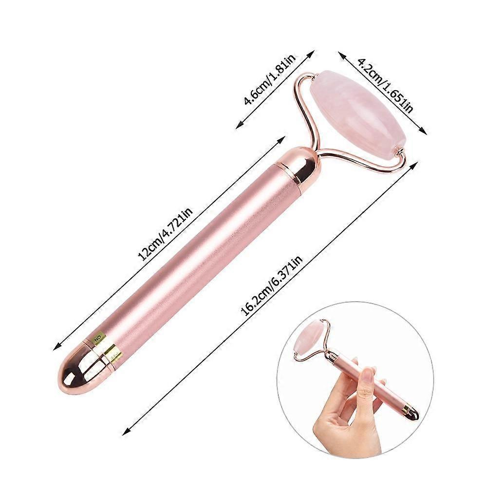 Electric Vibrating 24K Gold Jade Roller Natural Rose Quartz Face Lifting Use Beauty Devices