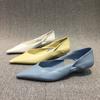 Women's Shoes 2025 Spring and Autumn New Oil Wax Leather Fashion Hollow Cat Heel Shoes Women's Pointed Comfortable Low Heel Single Shoes