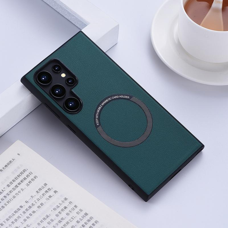 Магнитный чехол Magsafe с беспроводной зарядкой для Samsung S24 Ultra S24 + S23 S22 + Galaxy S21 Plus S20 FE, роскошный чехол из искусственной кожи