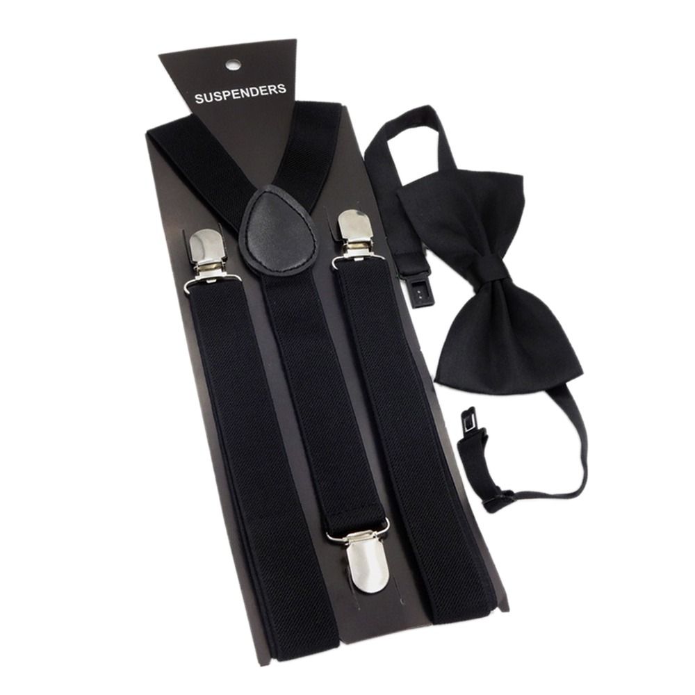 Эластичные мужские и женские однотонные подтяжки унисекс регулируемые ремни галстуки-бабочки комплект