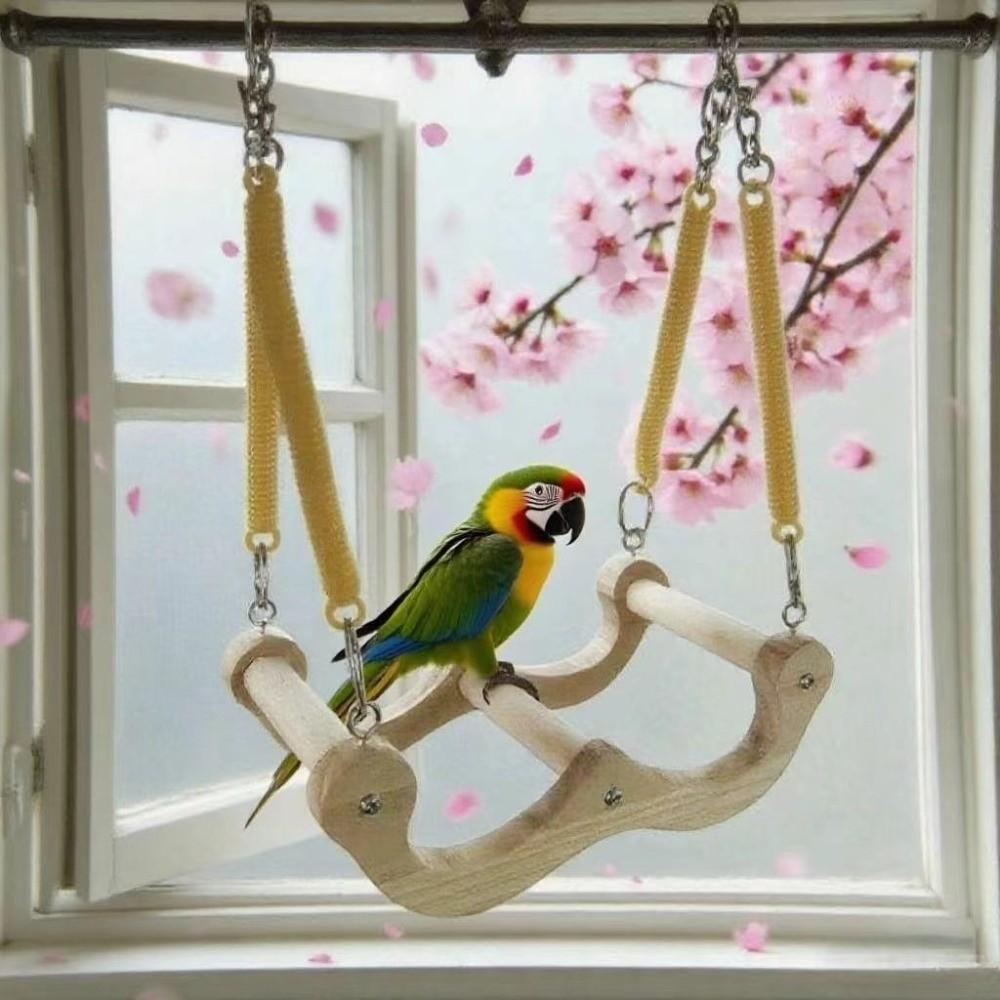 Wear Resistant Wood Bird Swing Chew-resistant Parrot Play Rack Bird Training Stand Bird Enrichment