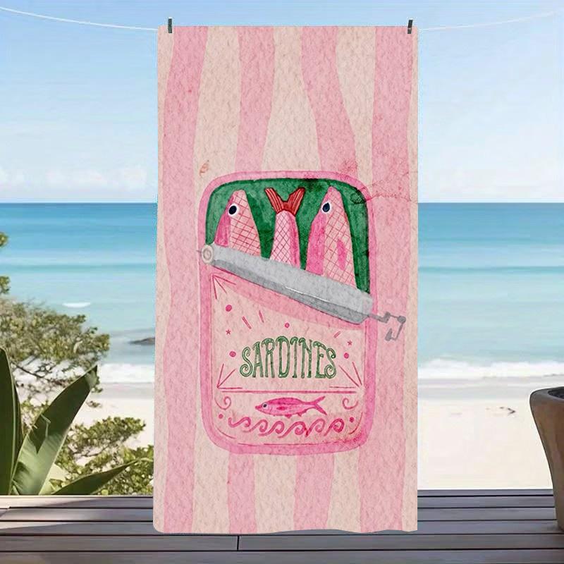 Pink Sardine Can Print Beach Towel Lightweight Quick Dry For Beach Pool Travel Camping