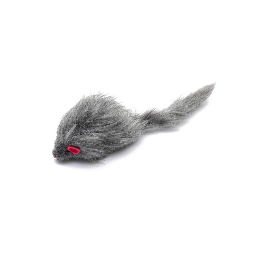 Plush False Mouse Cat Pet Toys Soft Long-haired Tail Mice Toys Grey Plush Mouse Cat Toy Playing
