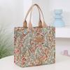 Aesthetic Floral Print Lunch Bag Large Capacity Lunch Handbag For School Work Travel Picnic Portable Mother'S Bag