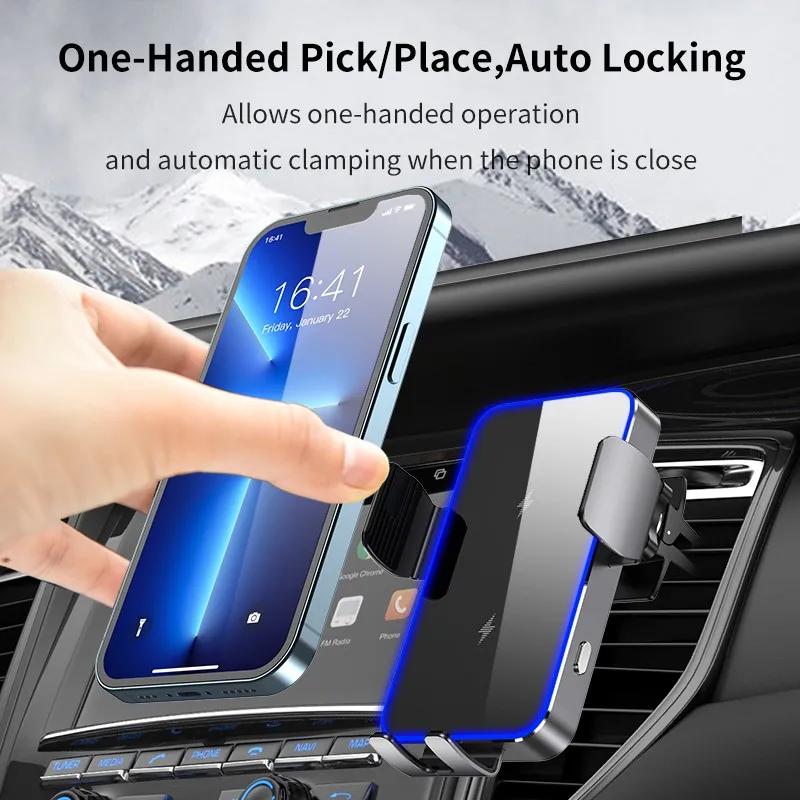 Dual Coil Car Wireless Charger for Samsung Galaxy Z Flip 5 4 3 S22 iPhone Auto Clamp Fast Car Charging Phone Mount Holder