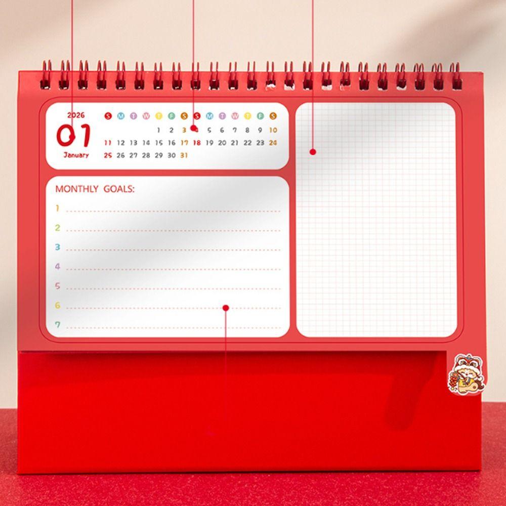 Cartoon Horse Year Calendar Coil Binding Standing Flip Calenda 2026 Desk Calendar Spring Festival