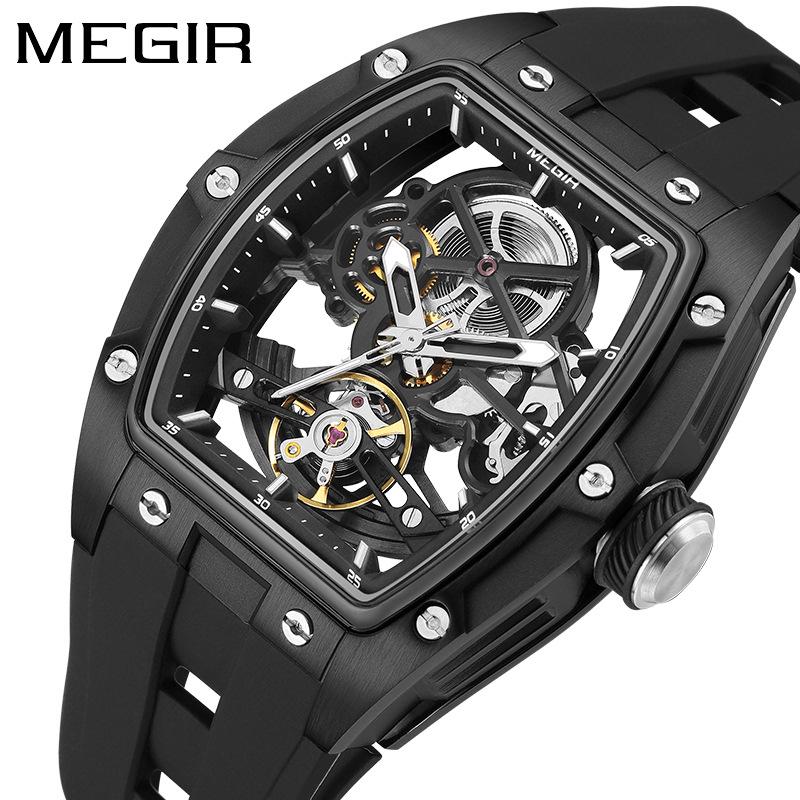 MEGIR 2242 Мужские водонепроницаемые механические спортивные часы бочкообразной формы