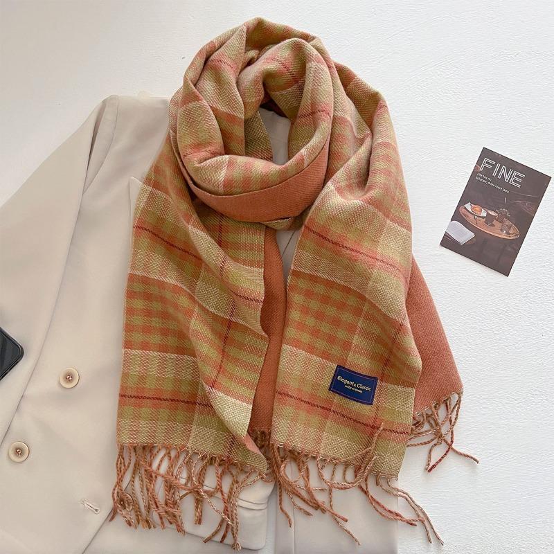 Осень и зима новый универсальный шарф женский утолщенный вязаный толстый бахромчатый теплый шарф имитация кашемира шаль