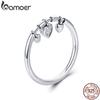 BAMOER 925 Sterling Silver Glittering Heart Clear Shine CZ Female Ring Wedding Engagement Jewelry