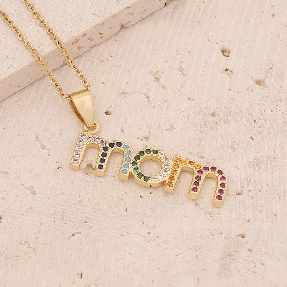 Jewelry MOM Necklace Stainless Steel Gift for Mother's Day Zircon Letter Clavicle Chain Mom Gift