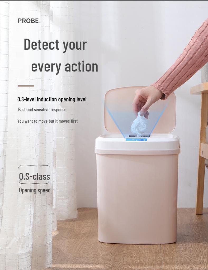 Бесшумное сенсорное мусорное ведро с крышкой для гостиной, спальни, ванной комнаты, кухни