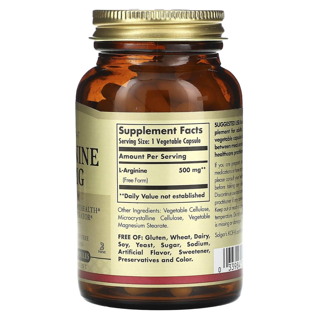 L-Arginine, 500Mg, 100 Veggie Capsules