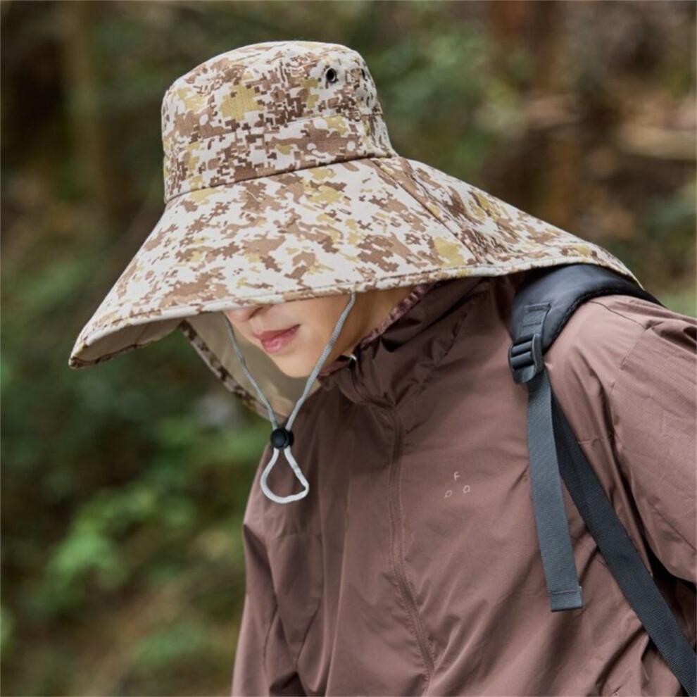(M, Colorful) Men Sun Hat, Camouflage Wide Brim Bucket Hat Sun Protection Hat Summer Cap for Outdoor Camping