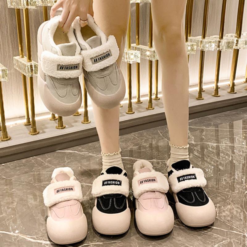 Женские повседневные туфли Bread осень и зима новые бархатные теплые туфли с толстой подошвой увеличенные спортивные туфли женские домашние