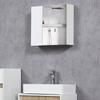 Mirrored Bathroom Cabinet in Chipboard and Glass with 4 Adjustable Shelves and Wall Design, 48x15x45 cm, White