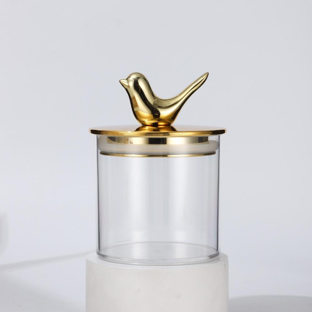Прозрачная стеклянная банка для хранения сухих продуктов с крышкой в виде золотой птицы, герметичная банка для домашнего хозяйства, влагостойкая коробка для хранения зерна