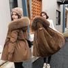 Women's Thicken Fleece Lined Drawstring Parka Windproof Warm Puffer Coat Faux Fur Hooded Down Jacket Winter Outerwear