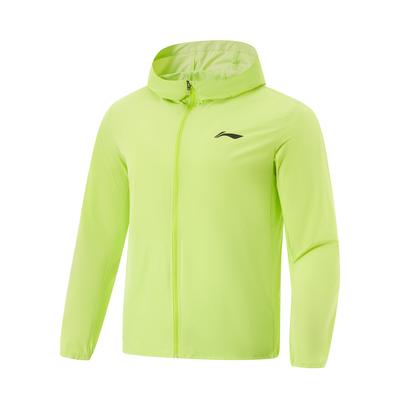 Li Ning Беговая серия Однотонная Толстовка с капюшоном на молнии Удобная Дышащая Универсальная Зеркальная Защита от солнца Спортивная куртка Мужская куртка AFDV249-3