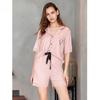 Women's Summer Cool Feeling Short Sleeve Loungewear Shorts Set Solid Colour Modal Cotton Loose Lace Pajama Set
