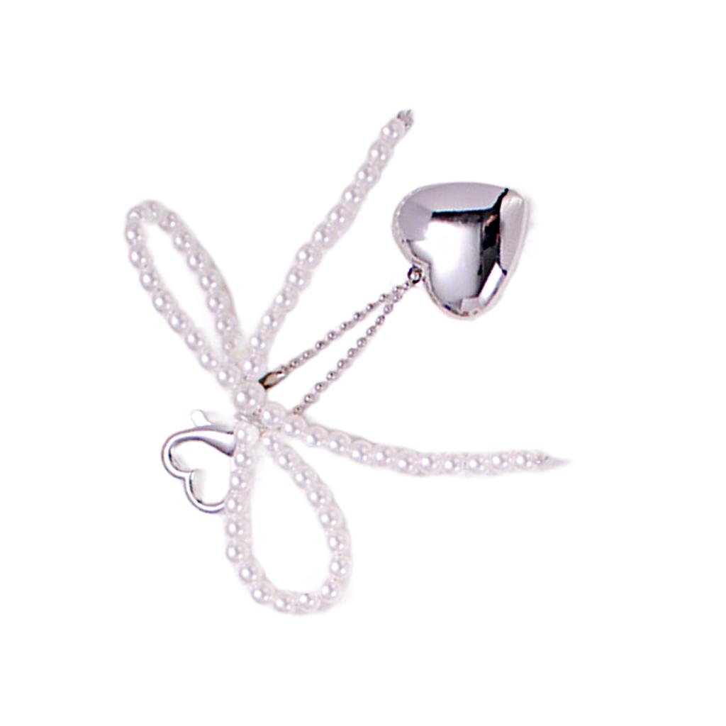 Sweet Bowknot Phone Chain Ornament Heart Beaded Cellphone Pendant Phone Lanyard Bag Charm for Fashionable Individuals