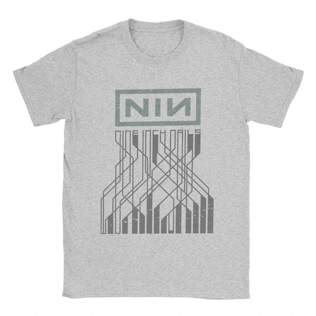 Футболки Nine Inch Nails NIN, мужские, хлопковые, забавные, с круглым вырезом, футболка с коротким рукавом, большой размер