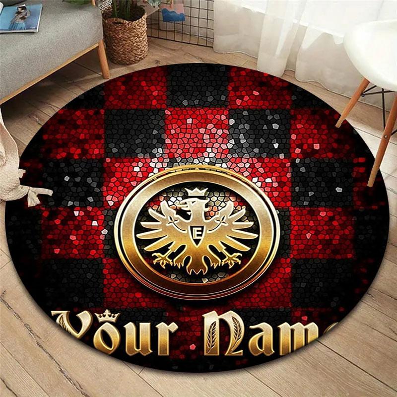 Eintracht Frankfurt Custom Name Round Area Rug,Carpet Rug for Living Room Bedroom Sofa Playroom Decor,Non-slip Floor Mat
