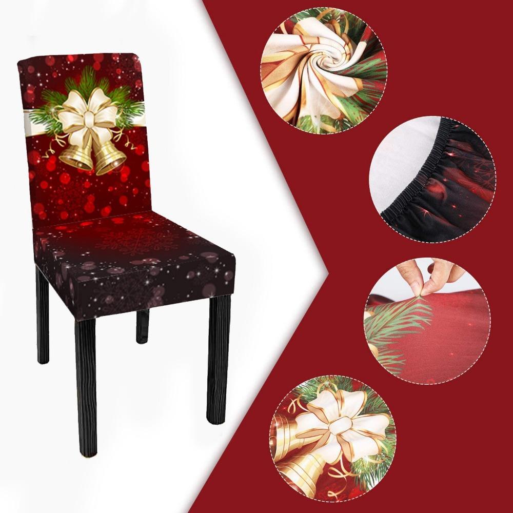 Рождественские чехлы на стулья с принтом Санта-Клауса, эластичные обеденные стулья, чехлы на стулья, кухонные чехлы на сиденья, домашний декор