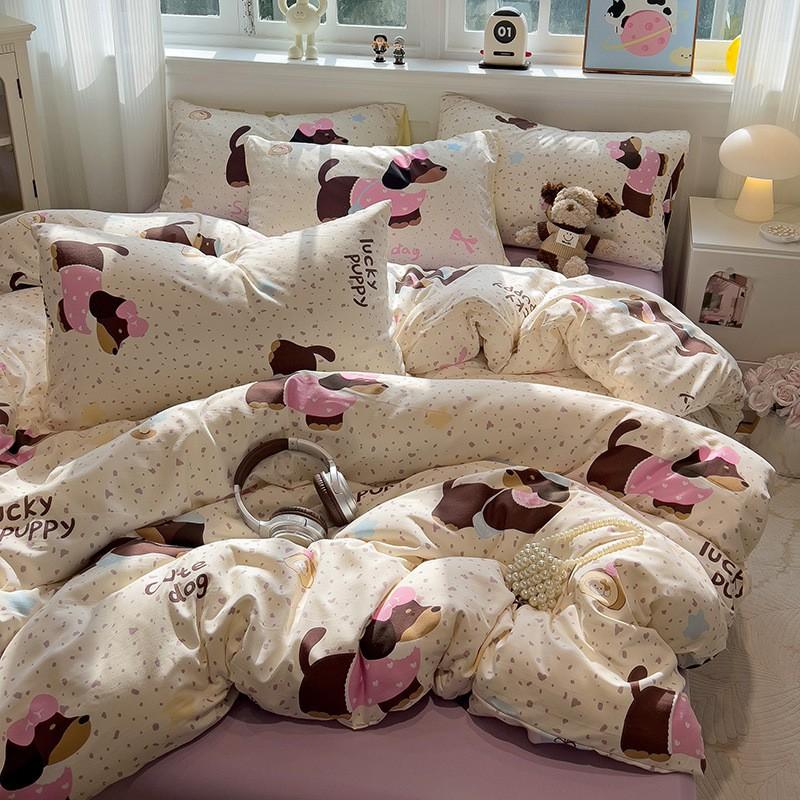 Washed Cloud Soft Cotton Duvet Cover Set Dorm Bedding Single Double Size
