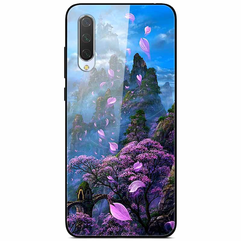 For Xiaomi Mi A3 Cases 9SE 9Lite Fashion Tempered Glass Hard Back Covers for Xiaomi Mi 9 SE Phone Cases Bumper Fundas Coque MiA3