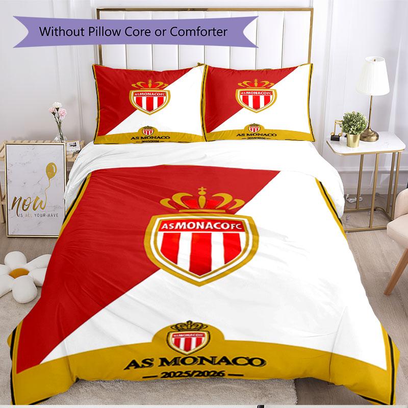 3pcs Duvet Cover Set (1*Duvet Cover + 2*Pillowcase, Without Core), AS Monaco Print Soft All‑Season Bedding Set, Home Bedroom Decor Gift