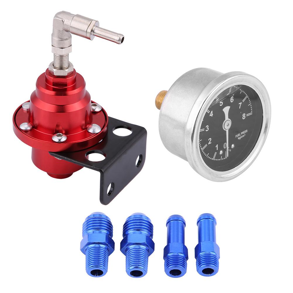 Универсальный алюминиевый автомобиль, 160 фунтов на квадратный дюйм, регулируемый 1: 1 комплект масляного манометра регулятора давления топлива (черный)