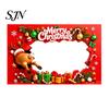 Portable Christmas Background Banner Cartoon Photo Booth Frame Banner, Xmas Selfie with Elk Festive Seasonal Event Penguin Bear, Holiday Party